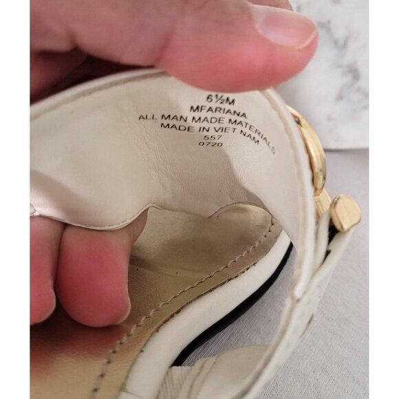 Marc Fisher Womens White Strappy Sandals with Gold Chain Detail Size 6.5M - Picture 5 of 10
